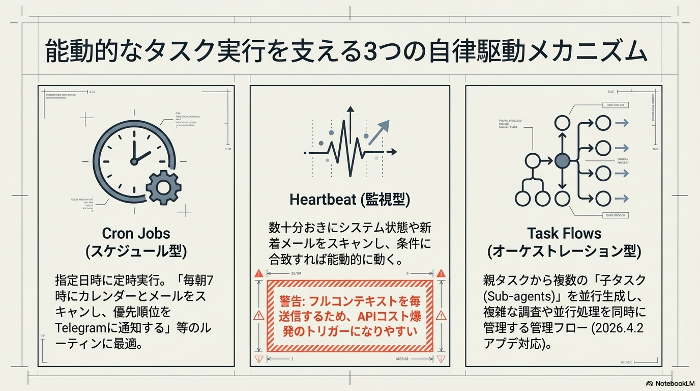 能動的なタスク実行を支える3つの自律駆動メカニズム